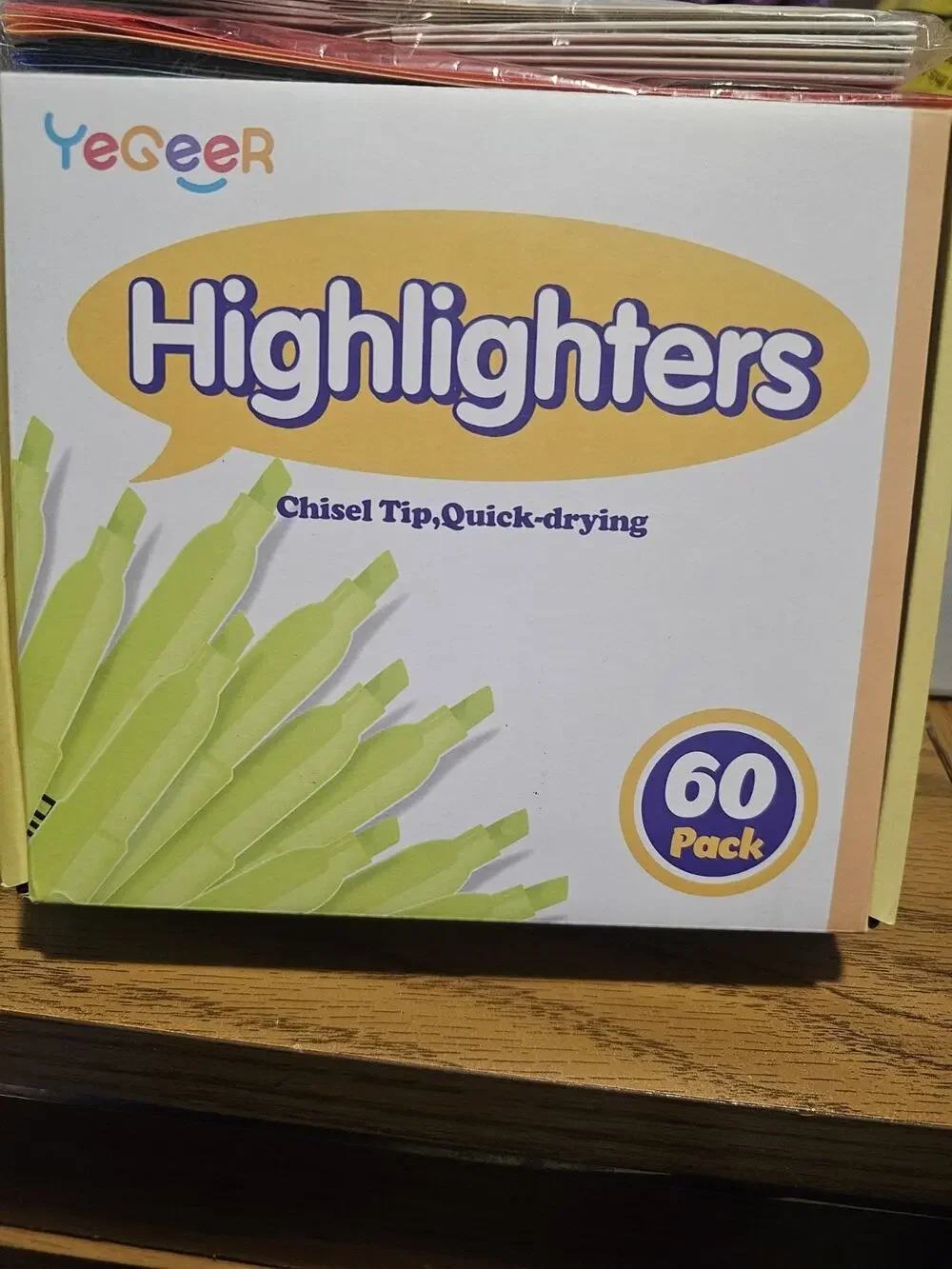 Box of 60 Chisel Point Fast Drying Yellow Highlighters NIB